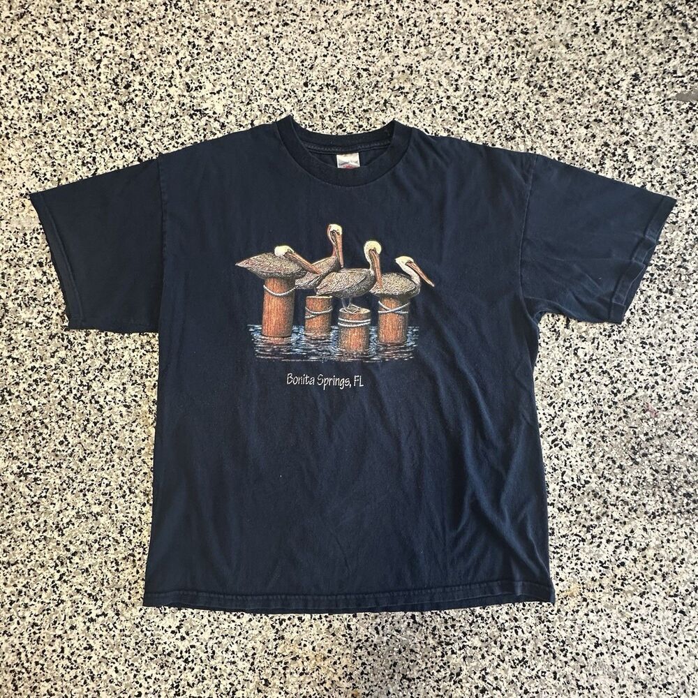 Vintage Tennessee River Shirt Mens XL Bonita Springs FL Pelican 00s Y2K Navy
